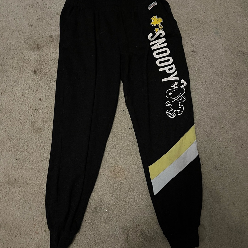Peanuts Black Joggers with Yellow and White Accents